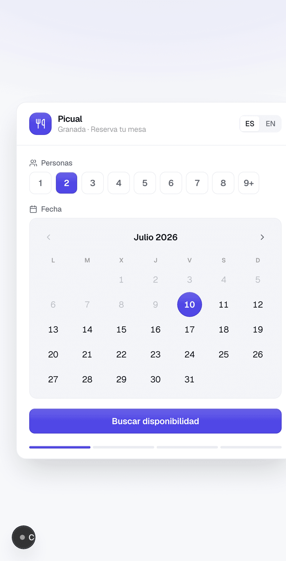 Qomanda booking engine widget