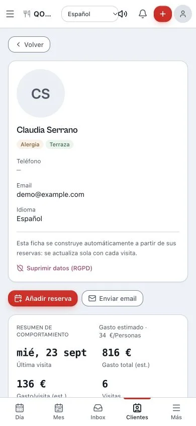 Fichas de clientes